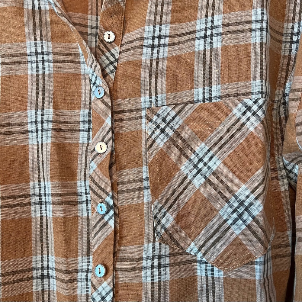 POL Orange Plaid Button Up Shirt Oversized L - Picture 5 of 16